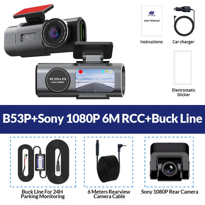 4K Dual Lens Dash Cam with GPS & Night Vision