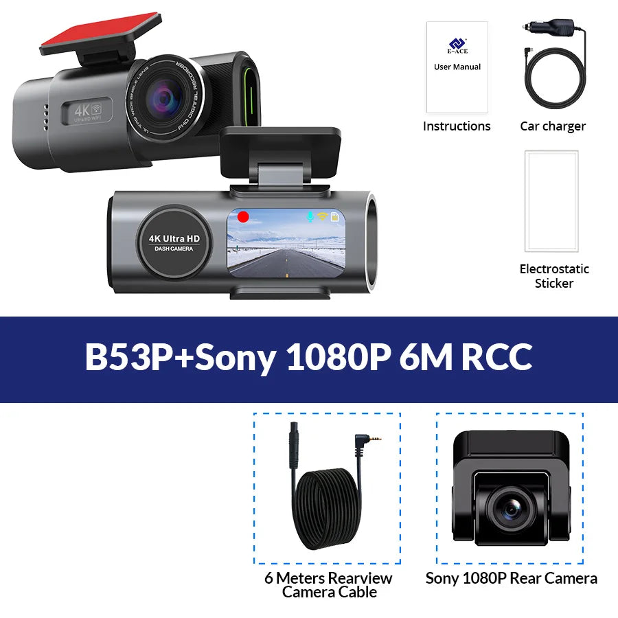 4K Dual Lens Dash Cam with GPS & Night Vision