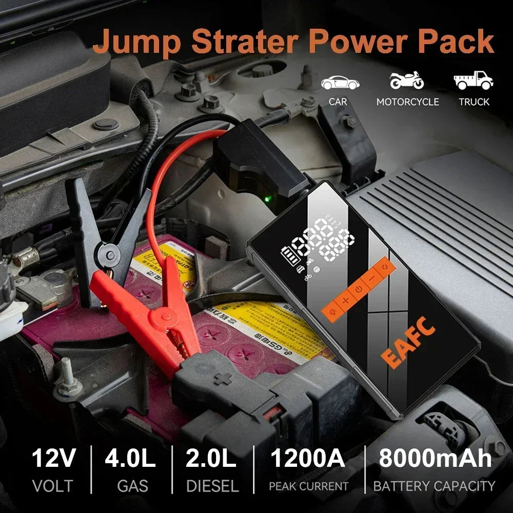 4-in-1 Car Jump Starter & Wireless Tire Inflator