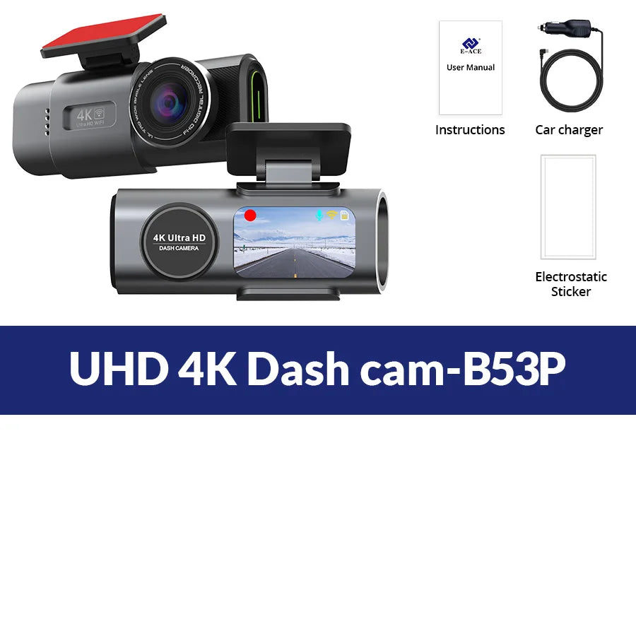 4K Dual Lens Dash Cam with GPS & Night Vision